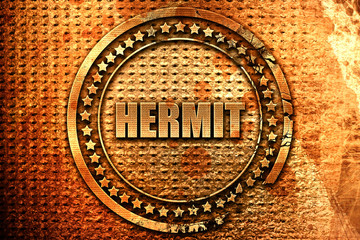 hermit, 3D rendering, metal text