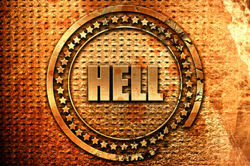 hell, 3D rendering, metal text