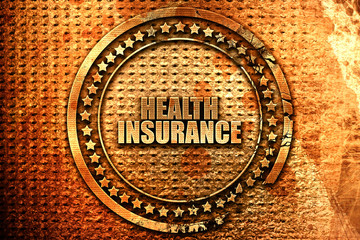 health insurance, 3D rendering, metal text