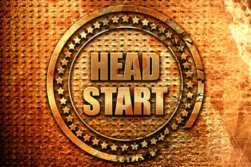 headstart, 3D rendering, metal text