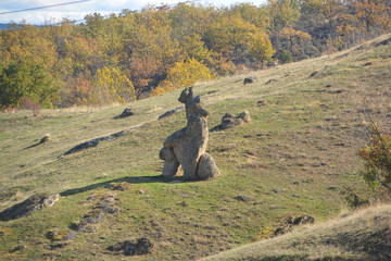 roca con forma de ciervo en el monte