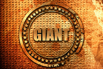 giant, 3D rendering, metal text