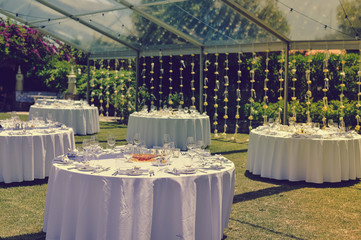 Elegant arrangement table setting for special event celebrating background