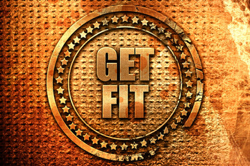 get fit, 3D rendering, metal text
