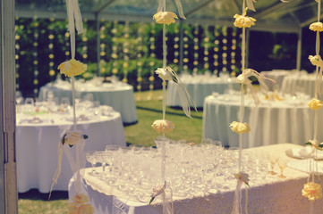Elegant arrangement table setting for special event celebrating background