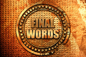 final words, 3D rendering, metal text
