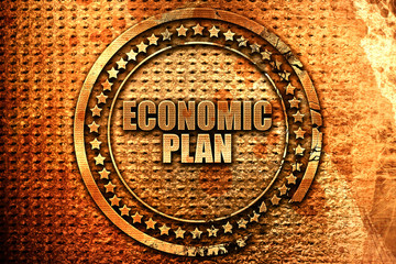 economic plan, 3D rendering, metal text
