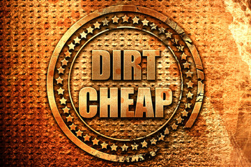dirt cheap, 3D rendering, metal text