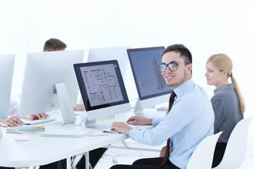 Fototapeta premium Planning architectural project with CNC machinery