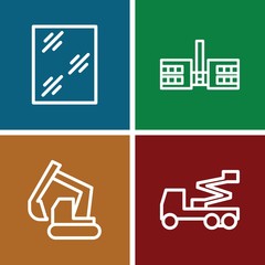 Set of 4 construction outline icons