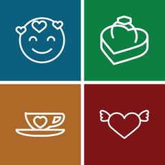 Set of 4 love outline icons