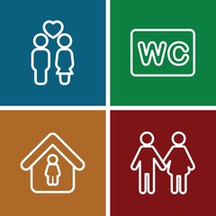 Set of 4 couple outline icons