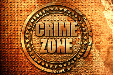 crime zone, 3D rendering, metal text