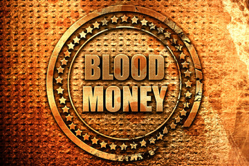 blood money, 3D rendering, metal text