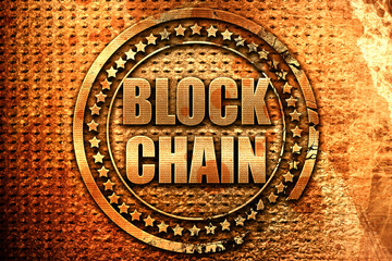 blockchain, 3D rendering, metal text