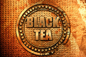 black tea, 3D rendering, metal text