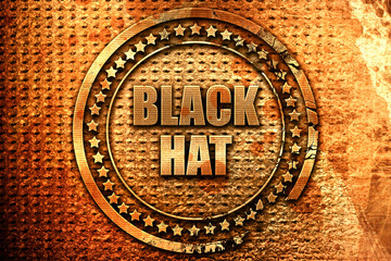 black hat, 3D rendering, metal text