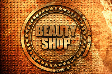 beauty shop, 3D rendering, metal text
