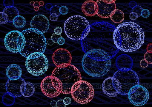 Background With Pink Blue And Blue Molecules