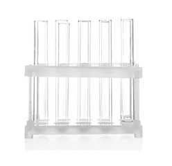 Stand with test tubes isolated on white