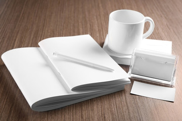 Blank goods on wooden table
