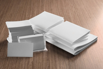 Blank goods on wooden table