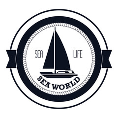 nautical frame with sailboat vector illustration design