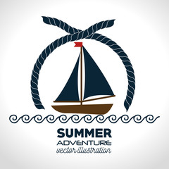 nautical frame with sailboat vector illustration design