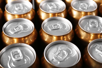 Cans of beer, closeup