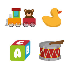 set kids toys icons vector illustration design