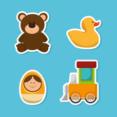 set kids toys icons vector illustration design