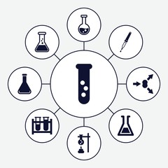Set of 9 experiment filled icons