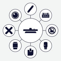 Fototapeta premium Set of 9 sticker filled icons