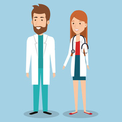 medical staff group avatars vector illustration design