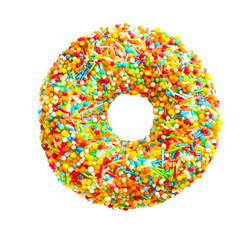 Glazed donut on white background