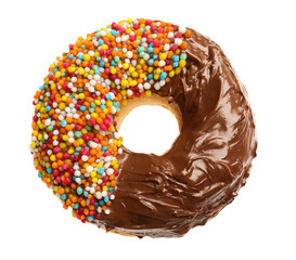 Delicious donut on white background
