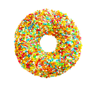 Glazed donut on white background