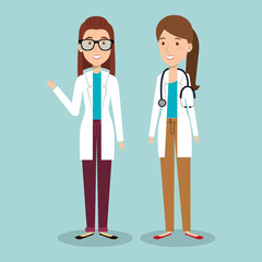 medical staff group avatars vector illustration design