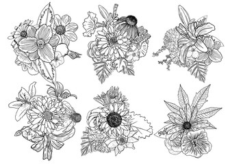 Doodle floral drawing seamless pattern wallpaper. Art therapy coloring page for adults. Endless flowers repetition. Vector.