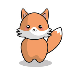 Fototapeta premium cute fox kawaii style vector illustration design