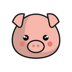 cute pig kawaii style vector illustration design