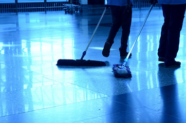 Close-up of a airport cleaning