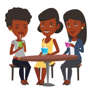 Group of women drinking hot and alcoholic drinks.