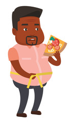 Man measuring waist vector illustration.