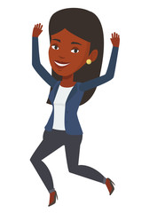 Young african-american woman jumping.