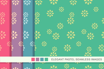 Fototapeta na wymiar Seamless pastel background set cute daisy flower