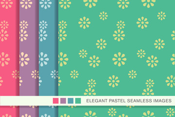 Seamless pastel background set cute daisy flower