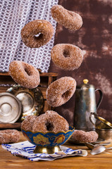 Donuts with sugar and cinnamon