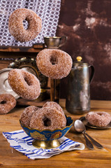 Donuts with sugar and cinnamon