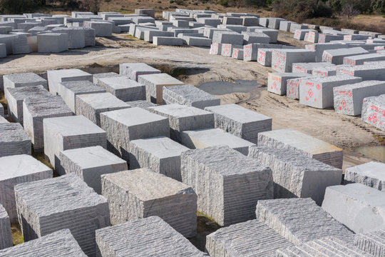 Blocks of granite extracted from a quarry